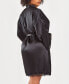Фото #2 товара Plus Size Silky Laced Trim Short Robe
