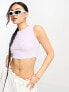 Фото #3 товара Sixth June sleeveless open back detail ribbed knit crop top in lilac