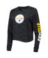 Фото #3 товара Women's Black Pittsburgh Steelers Crop Long Sleeve T-shirt