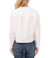 Women's Ruffled Button-Front Long-Sleeve Cropped Blouse