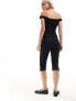 Фото #9 товара Monki stretch cropped capri pants in black sheen