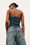 Denim trf corsetry-inspired top