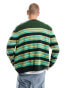 ASOS DESIGN oversized knitted stripe cardigan in green