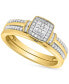 Фото #4 товара Diamond Square Cluster Ring (1/4 ct. t.w.) in 14k Gold-Plated Sterling Silver or Sterling Silver