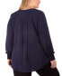 Фото #3 товара Plus Size Long Sleeve Overlapping Crepe Top with Necklace