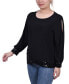 Фото #3 товара Petite Long Sleeve Knit Top with Sequin Hem