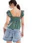 Фото #4 товара Hollister square neck babydoll top in green