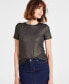 ფოტო #1 პროდუქტის Women's Foil-Print Crewneck Short-Sleeve T-Shirt