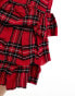 Bershka ruffled tiered mini skirt in red & black check