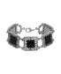 ფოტო #1 პროდუქტის Pewter Square with Dark Amber Stone Linking Bracelet