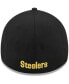 ფოტო #4 პროდუქტის Men's Black Pittsburgh Steelers Flawless Stripe 39THIRTY Flex Hat