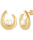 ფოტო #1 პროდუქტის Cultured Freshwater Pearl (7-1/2 mm) Swoop Stud Earrings in 14k Gold