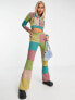 Фото #1 товара The Ragged Priest velour mix stripe trouser co-ord in multi