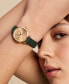 ფოტო #2 პროდუქტის Women's Ultra Slim Bee Green Leather Watch 28mm
