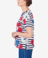 ფოტო #2 პროდუქტის Women's Floral Stripe Braided Neck Tee