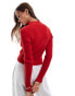 Tommy Jeans knit zip through cardigan in bright red