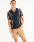 Men's Short Sleeve Striped Button Down Sweater Shirt