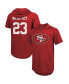 Фото #1 товара Men's Threads Christian McCaffrey Scarlet San Francisco 49ers Player Name and Number Tri-Blend Short Sleeve Hoodie T-shirt