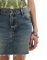 Фото #5 товара COLLUSION denim cut off mini skirt in vintage wash