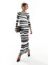 ASOS DESIGN printed mesh maxi dress in mono stripe