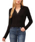 Фото #1 товара Women's Woven-Collar Knit Long-Sleeve Top