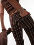 Фото #4 товара Topshop stripe print low rise cord flare trouser in chocolate