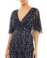 ფოტო #2 პროდუქტის Women's Embellished Cap Sleeve Faux Wrap Trumpet Gown