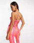 Annorlunda holographic ruched corset in coral ombre