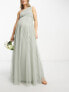 Фото #4 товара Anaya With Love Maternity Bridesmaid tulle one shoulder maxi dress in sage green