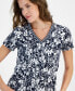 Фото #3 товара Women's Printed V-Neck Short-Sleeve Top