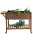 Фото #2 товара Raised Garden Bed Planter w/ 8 Grow Grids, Shelf & Lockable Wheels