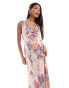 River Island cowl neck floral maxi dress in light pink