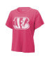 Women's Threads Joe Burrow Pink Distressed Cincinnati Bengals Name and Number T-shirt