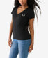 ფოტო #3 პროდუქტის Women's Short Sleeve Studded V-neck T-shirt