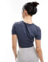 Threadbare Maddy super stretch crop tee in charcoal