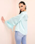 ASOS LUXE exaggerated satin drape top in blue 34 - фото #6