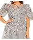 Фото #3 товара Women's Plus Size Puff Sleeve Glitter Embellished Dress