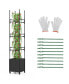 Raised Garden Bed with Obelisk Trellis and 3 Heights & Detachable PE-Coated Metal Tubes-Black