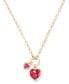 ფოტო #1 პროდუქტის Gold-Tone White-Framed Red Crystal Heart Multi-Charm Pendant Necklace, 16" + 3" extender