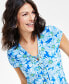 Фото #5 товара Women's Printed Lace-Up Front Top, Created for Macy's