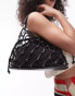 Фото #1 товара Topshop Griffin faux leather macrame grab bag in black