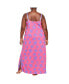 Plus Size Lace Trim Print Maxi Sleep Dress
