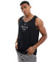 ASOS DESIGN relaxed vest in black with text chest print