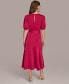 ფოტო #2 პროდუქტის Donna Karan Women's Jewel-Neck Short-Sleeve Tie-Waist Dress