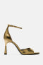 Metallic high-heel sandals with ankle strap