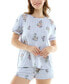 Фото #7 товара Women's 2-Pc. Printed Short Pajamas Set