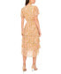 Women's Printed Smocked-Waist Faux-Wrap Tiered Midi Dress
