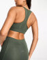 Hummel Shaping seamless sports crop top with scoop neck in khaki