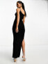 ASOS DESIGN asymmetric one shoulder cut out maxi dress in black