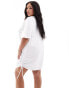 In The Style Plus exclusive ruched side oversized mini t-shirt dress in white